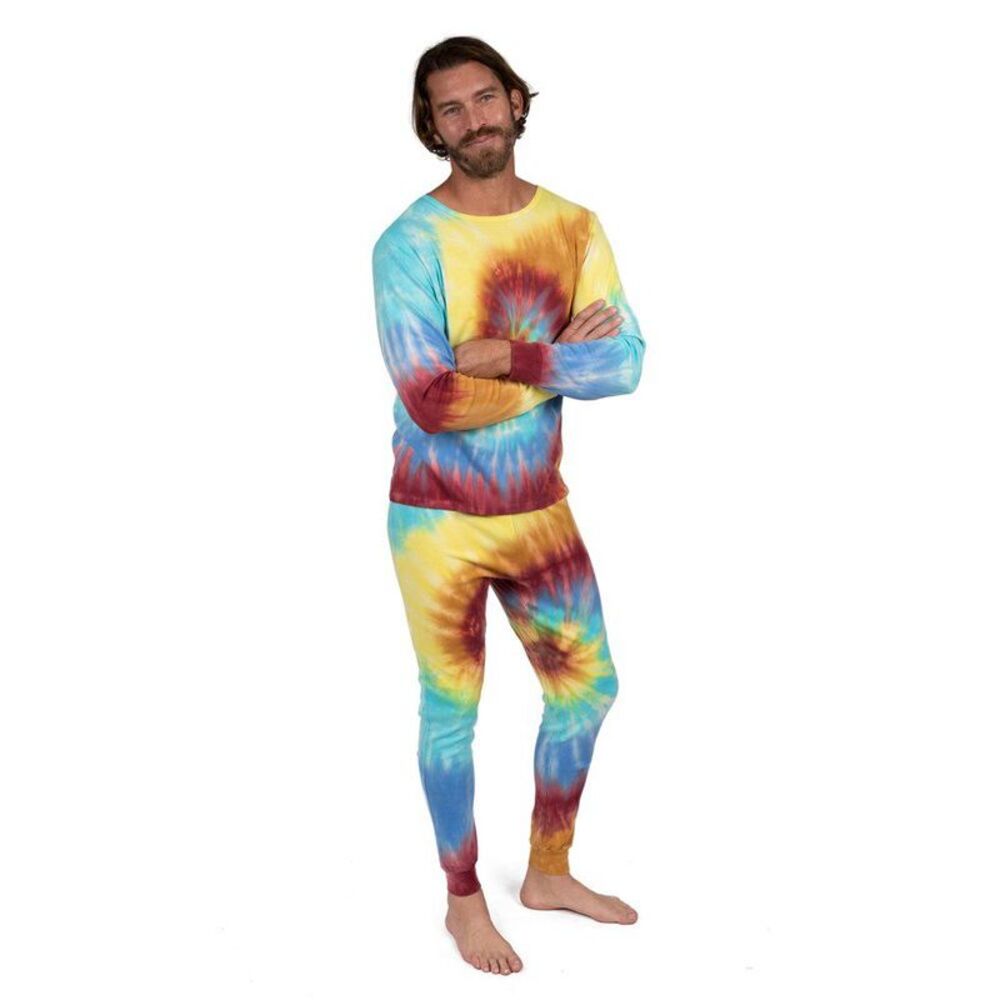 Leveret Mens Two Piece Cotton Pajamas Tie Dye Swirl Boys L